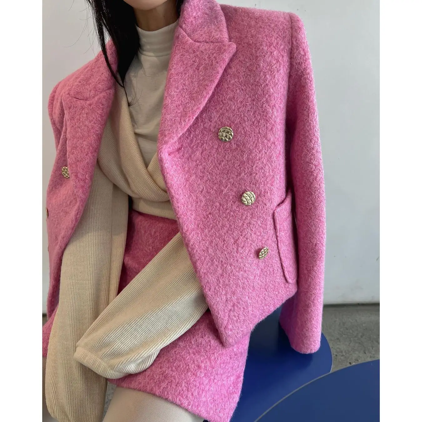 Korean Style Pink Women's Woolen Suit Jacket Skirt Set Autumn and Winter Office Lady Suit Top Short Sheath Skirt Tow-piece Set
Korean Style Pink Women's Woolen Suit Jacket Skirt Set Autumn and Winter Office Lady Suit Top Short Sheath Skirt Tow-piece Set