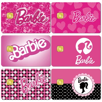 귀여운 미니소 핑크 바비 공주 소녀 카드 스티커, 은행 교통 카드 신용 직불 칩 카드 필름, 피부 보호 스티커 선물
