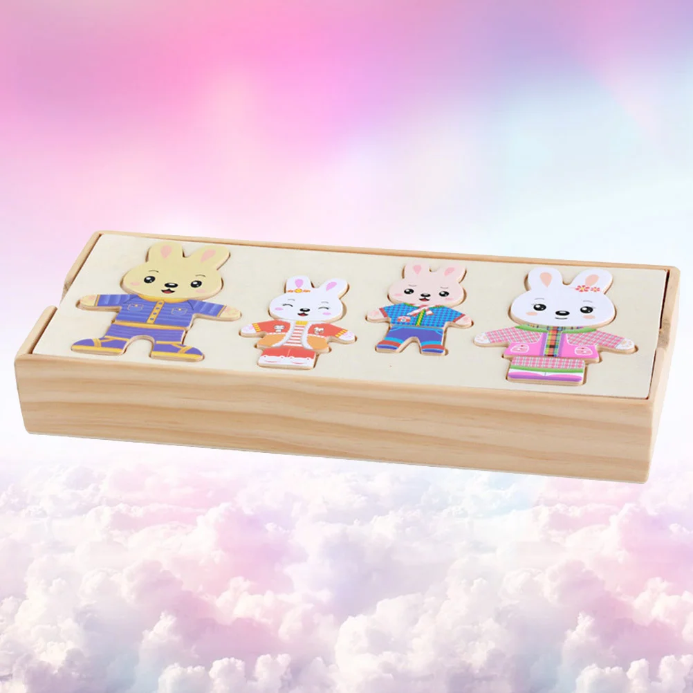 Creative Rabbit Changing Clothes Jigsaw Adorable Wooden Puzzle Board Early Educational Toys Funny Jigsaw Blocks for Kids
Creative Rabbit Changing Clothes Jigsaw Adorable Wooden Puzzle Board Early Educational Toys Funny Jigsaw Blocks for Kids