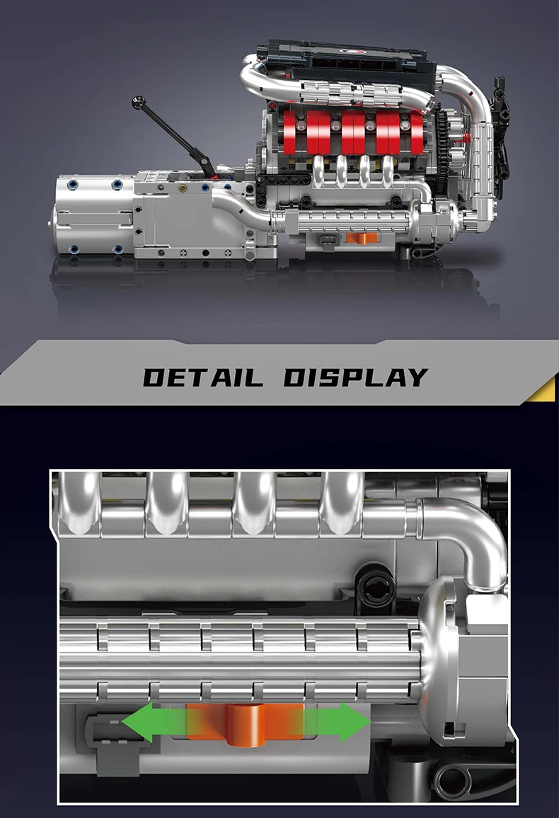 MOULD KING High-Tech Supercar W16 Engine Building Blocks Technology Electric V8 Inline Petrol Engine Model Display Toy Sets MOULD KING High-Tech Supercar W16 Engine Building Blocks Technology Electric V8 Inline Petrol Engine Model Display Toy Sets