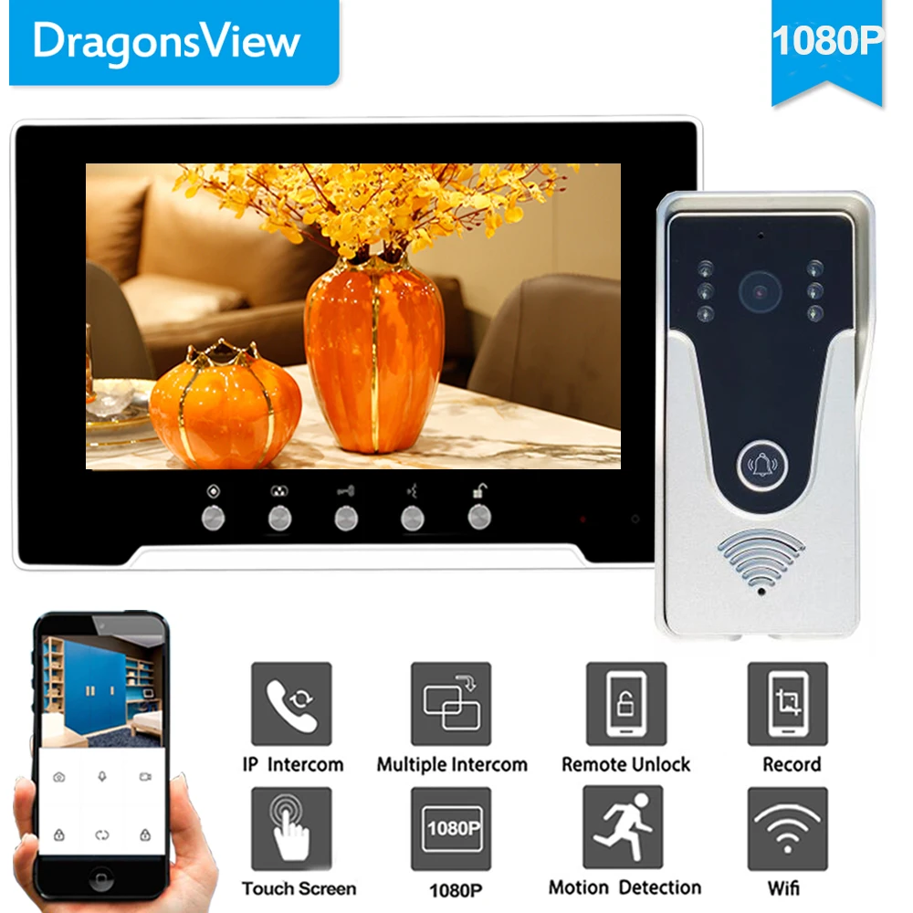 Видеодомофон Dragonsview с сенсорным экраном 7 дюймов, Wi-Fi, беспроводной, 1080p
Видеодомофон Dragonsview с сенсорным экраном 7 дюймов, Wi-Fi, беспроводной, 1080p