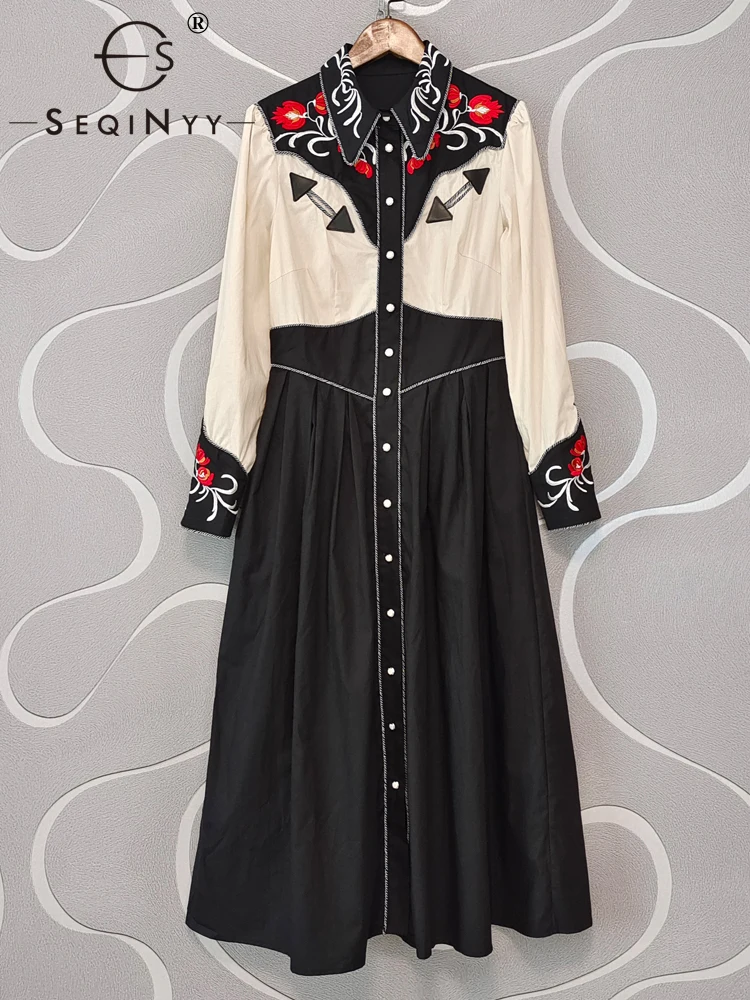 SEQINYY Elegant Dress Summer Spring New Fashion Design Women Runway High Street Vintage Embroidery Flowers 100% Cotton Casual
SEQINYY Elegant Dress Summer Spring New Fashion Design Women Runway High Street Vintage Embroidery Flowers 100% Cotton Casual