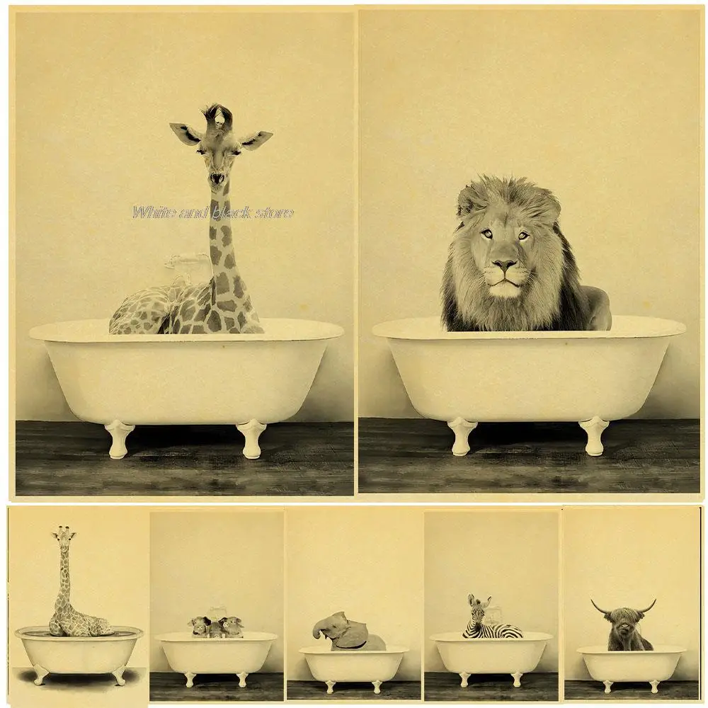 Black And White Animal Paintings In Bathtub Bathroom Walls kraft Art Posters And Printed Wall Pictures Nordic life
Black And White Animal Paintings In Bathtub Bathroom Walls kraft Art Posters And Printed Wall Pictures Nordic life
