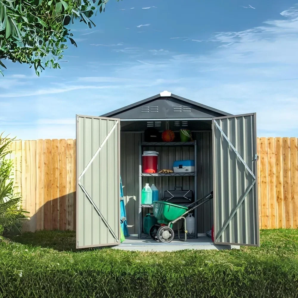 6x4 Metal Outdoor Galvanized Steel Storage Shed with Swinging Double Lockable Doors for Backyard or Patio Storage of Bikes
6x4 Metal Outdoor Galvanized Steel Storage Shed with Swinging Double Lockable Doors for Backyard or Patio Storage of Bikes
