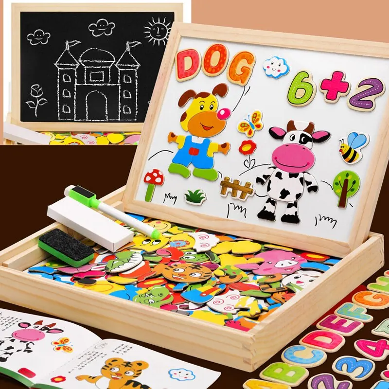 100+Pcs Wooden Multifunction Magnetic Puzzle Toys Children Animal Puzzle Writing Magnetic Drawing Board Blackboard Learning
100+Pcs Wooden Multifunction Magnetic Puzzle Toys Children Animal Puzzle Writing Magnetic Drawing Board Blackboard Learning