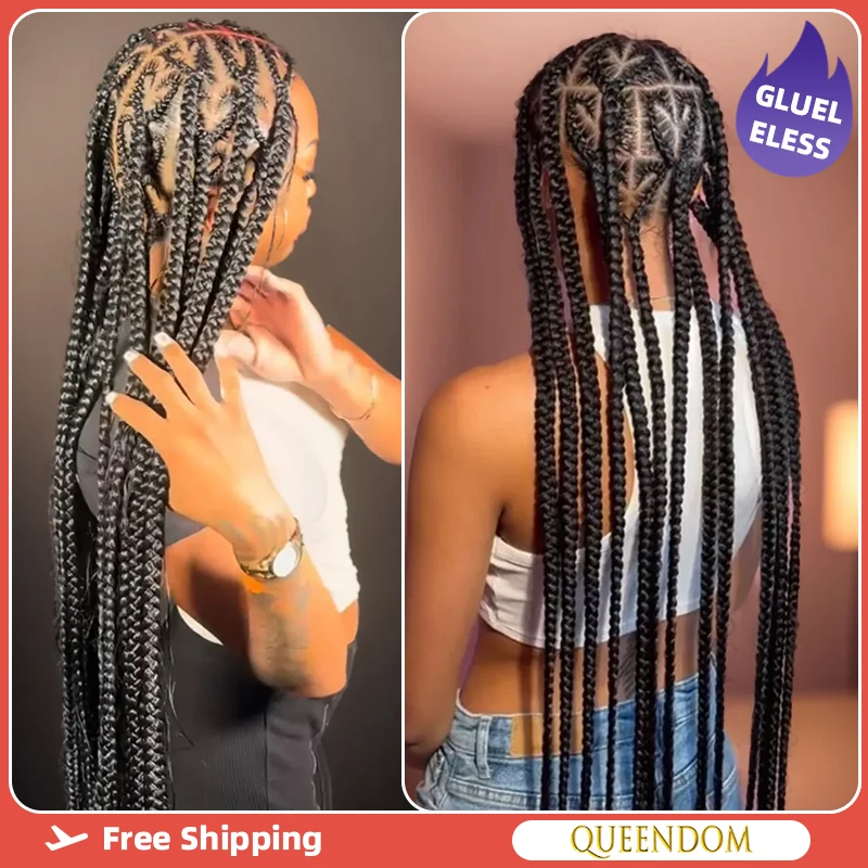 Queendom Synthetic Jumbo Knotless Full Lace Braid Wig 36 Inch Knotless Heart Braided Wig Cornrow Plait Braids Wig for Afro Women
Queendom Synthetic Jumbo Knotless Full Lace Braid Wig 36 Inch Knotless Heart Braided Wig Cornrow Plait Braids Wig for Afro Women