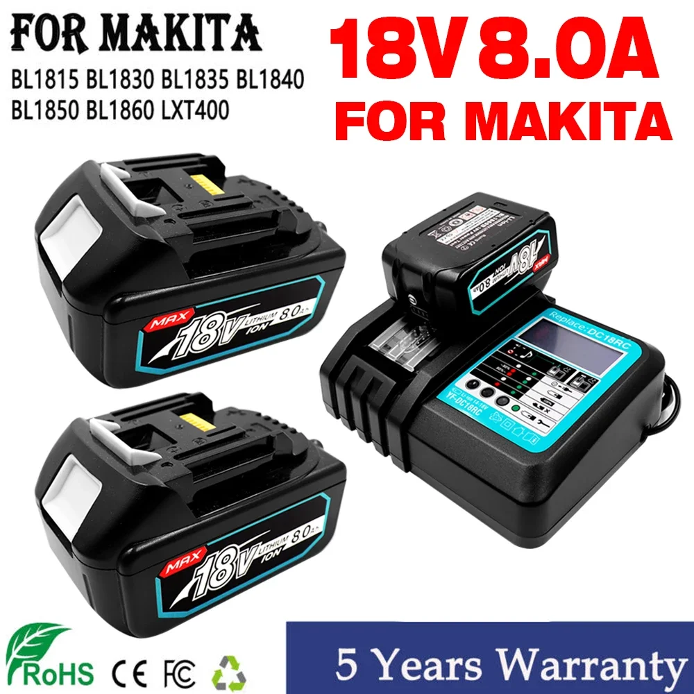 Makita 18V 6.0 8.0Ah Rechargeable Battery For Makita Power Tools with LED Li-ion Replacement LXT BL1860 1850 volt 6000mAh
Makita 18V 6.0 8.0Ah Rechargeable Battery For Makita Power Tools with LED Li-ion Replacement LXT BL1860 1850 volt 6000mAh