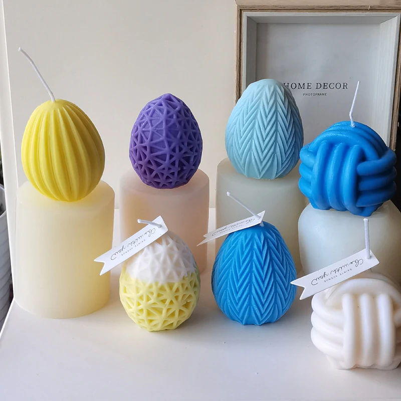 

Happy New Easter Handmade Aromatherapy Candle Mould Geometric Eggs Silicone Candle Mold Chocolate Gypsum Epoxy Resin Decoration