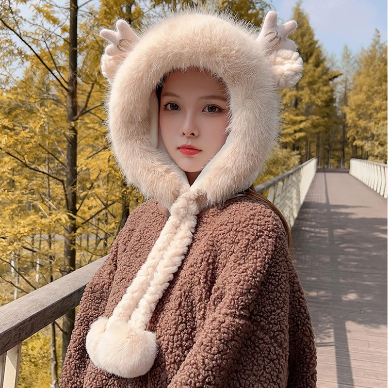 Ear White Fur Hat Female Autumn And Winter Cute Girl Furry Fleece Lined Padded Warm Keeping Woolen Cap
Ear White Fur Hat Female Autumn And Winter Cute Girl Furry Fleece Lined Padded Warm Keeping Woolen Cap