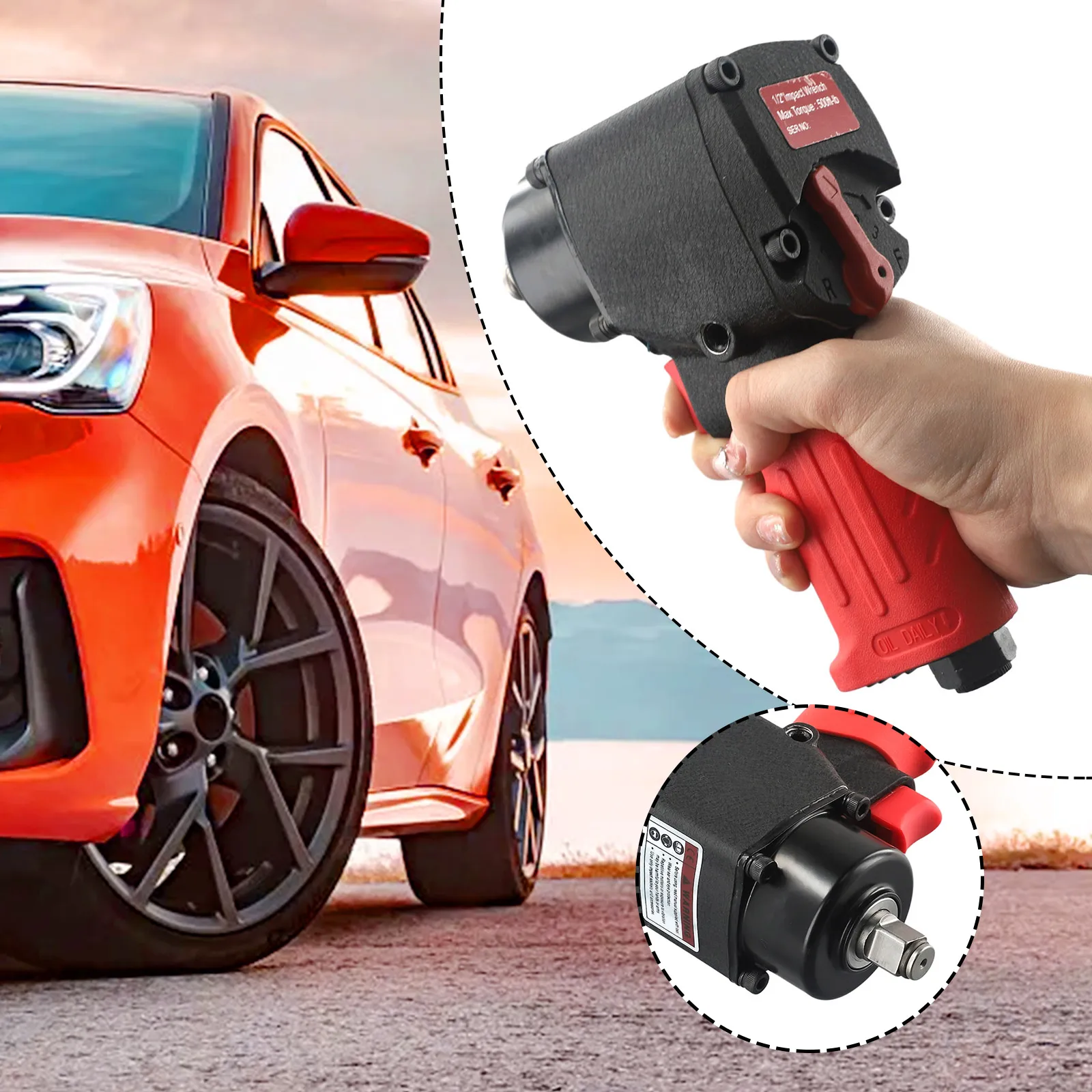 Air Impact Wrench 1/2inch Heavy Duty Air Impact Tool Twin Hammer Square Drive Pneumatic Power Tool 10000rpm Speed Lower Exhaust
Air Impact Wrench 1/2inch Heavy Duty Air Impact Tool Twin Hammer Square Drive Pneumatic Power Tool 10000rpm Speed Lower Exhaust