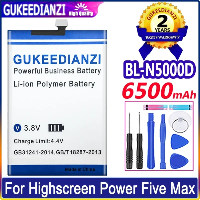 

6500mAh BL-N5000D Replacement Mobile Phone Battery For Highscreen Power Five Max Batteria + Free Tools