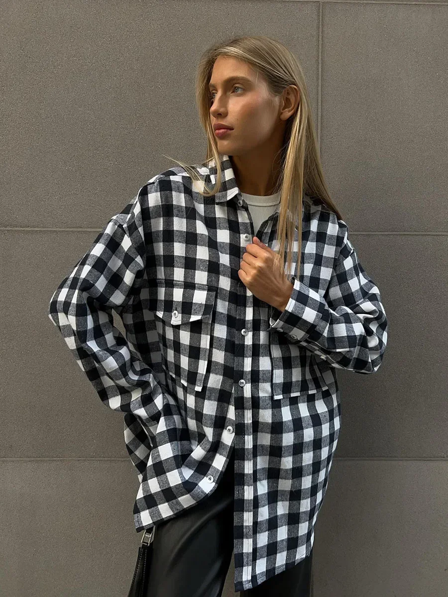 Bornladies 2024 Vintage Loose Plaid Women'S Shirt Fashion Lapel Long Sleeve Office Lady Shirts And Blouses Tops Female Clothing
Bornladies 2024 Vintage Loose Plaid Women'S Shirt Fashion Lapel Long Sleeve Office Lady Shirts And Blouses Tops Female Clothing
