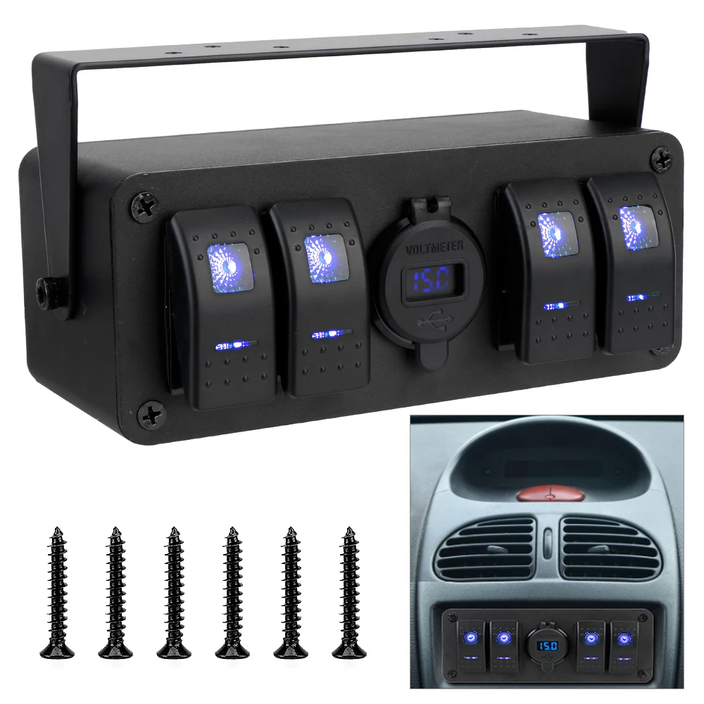 Controller Box Waterproof LED Voltmeter for Car Marine Caravan RV 4 In 1 ON-OFF Toggle Switch Panel Dual USB Port 12/24V
Controller Box Waterproof LED Voltmeter for Car Marine Caravan RV 4 In 1 ON-OFF Toggle Switch Panel Dual USB Port 12/24V