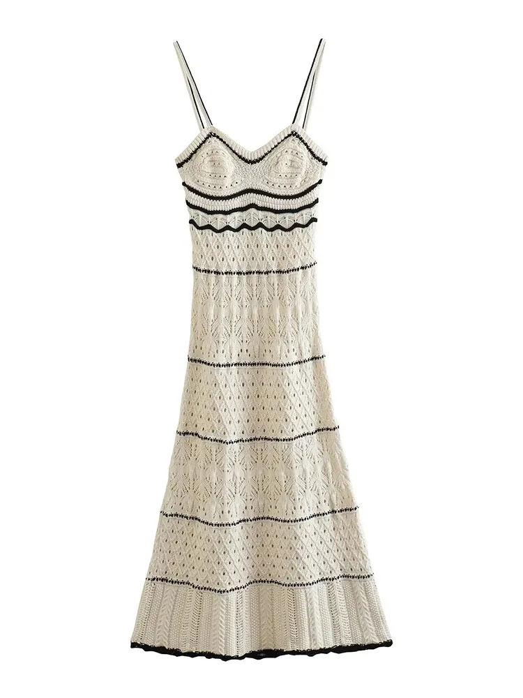TRAF 2023 summer new women's beach style knitted slim suspender dress solid color hollow elegant tight dress
TRAF 2023 summer new women's beach style knitted slim suspender dress solid color hollow elegant tight dress