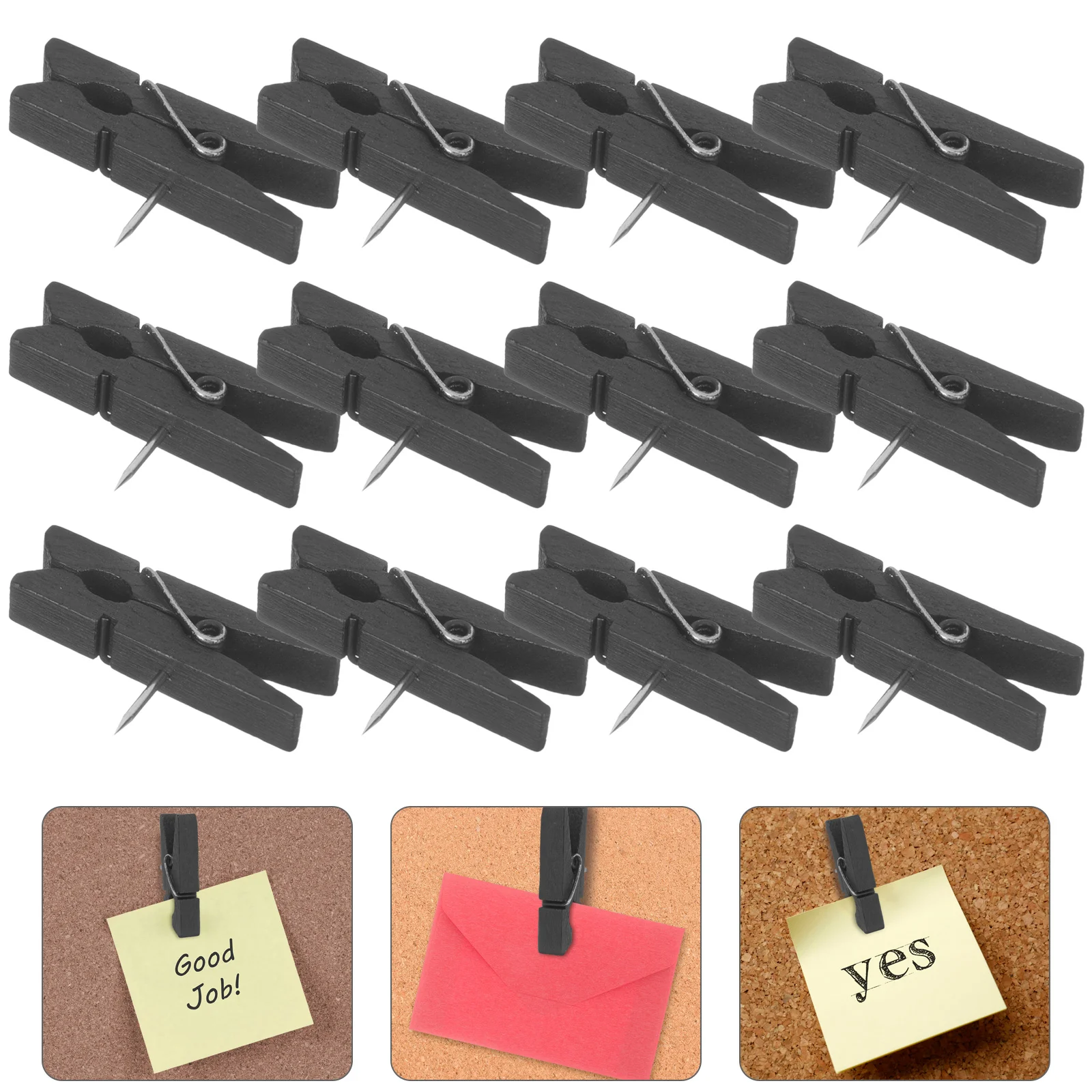 

50 Pcs Thumbtack Clip Tacks Wooden Pegs Push Pins Pushpin with Clips Craft Photo Fixing Clamp Multipurpose