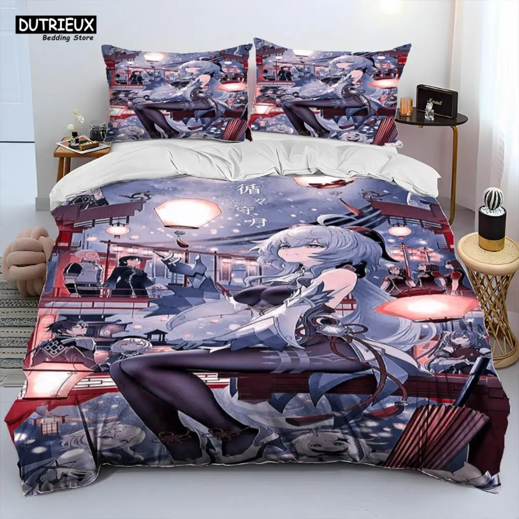 

Genshin Impact Game Gamer Cartoon Comforter Bedding Set,Duvet Cover Bed Set Quilt Cover Pillowcase,king Queen Size Bedding Sets
