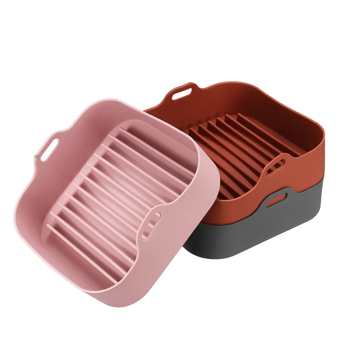 

Silicone Pot Air Fryers Oven 8 inch Reusable Heated Tray Basket Heat-resistant Thick BBQ Bread Chicken Pizza Basket Baking Tray