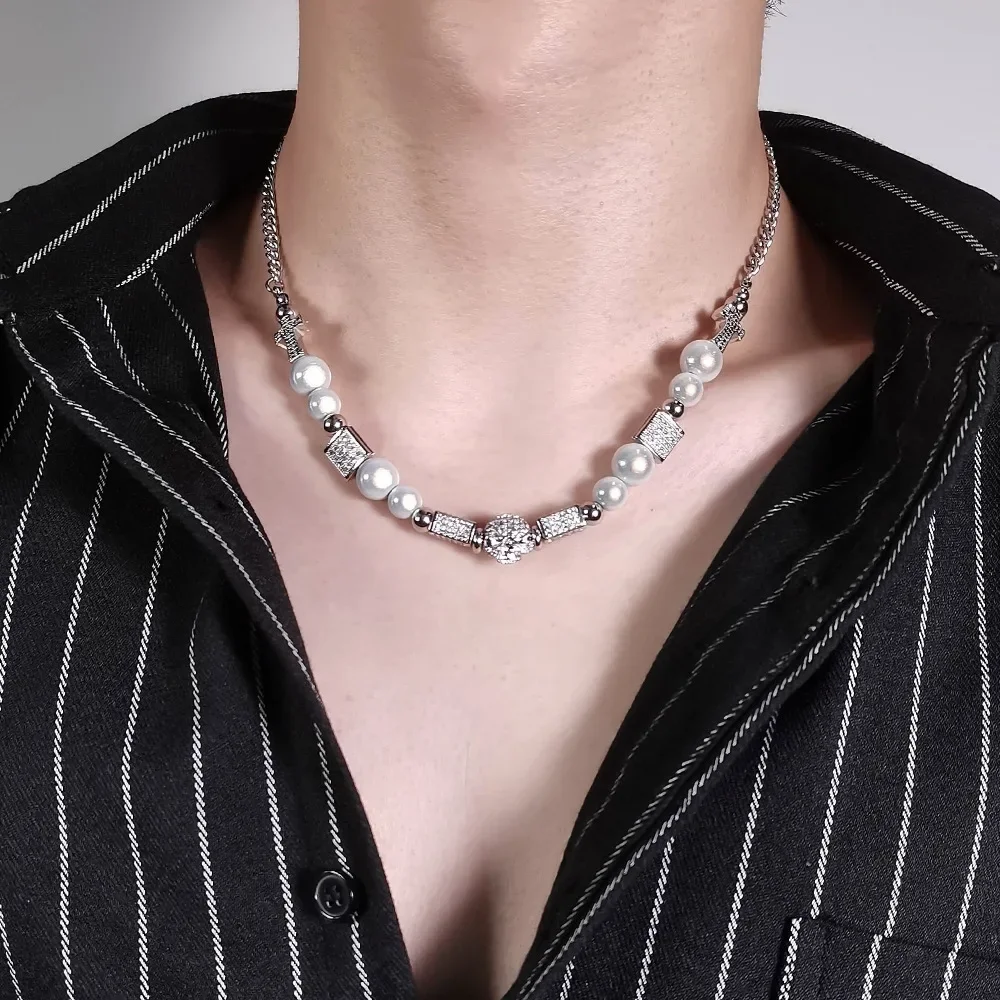 Fashion Hip Hop Titanium Steel Pearl Necklace Clavicle Chain Skull Head Stainless Steel Punk Pendant Couple Men Jewelry
Fashion Hip Hop Titanium Steel Pearl Necklace Clavicle Chain Skull Head Stainless Steel Punk Pendant Couple Men Jewelry