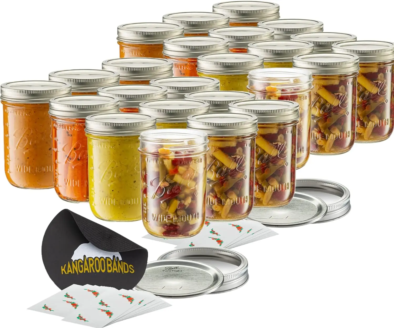 Mouth Canning Jars Kit | 16 oz Wide Mouth Mason Jars and Lids (24 Pint Jars) | Includes Canning Jars, Funnel, Jar Opener, Label
Mouth Canning Jars Kit | 16 oz Wide Mouth Mason Jars and Lids (24 Pint Jars) | Includes Canning Jars, Funnel, Jar Opener, Label