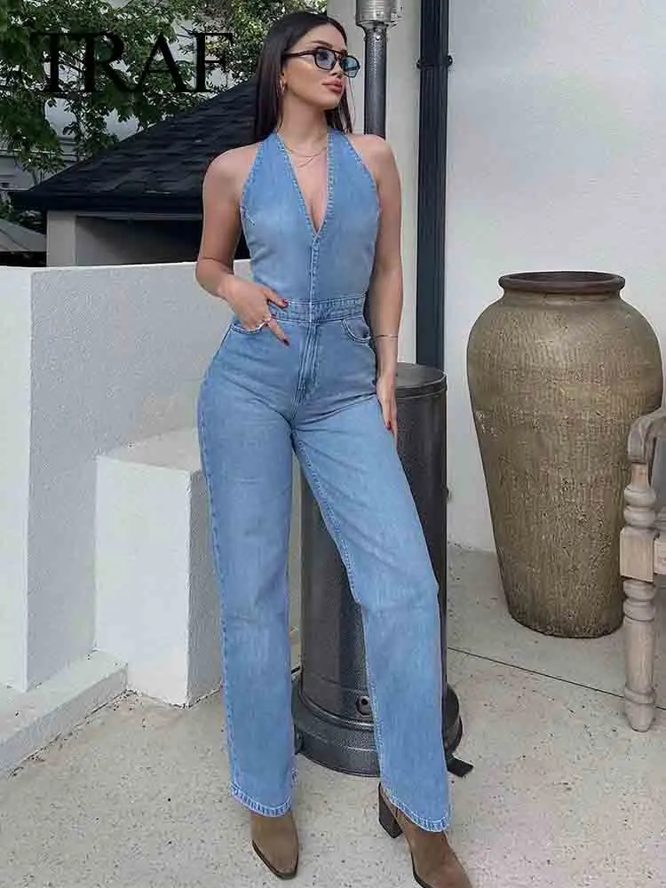 TRAF Women Denim Sleeveless Jumpsuit Sexy V Neck Zipper Slim Jeans Jumpsuit Party Streetwear Club Vacation 2023 Women Clothes
TRAF Women Denim Sleeveless Jumpsuit Sexy V Neck Zipper Slim Jeans Jumpsuit Party Streetwear Club Vacation 2023 Women Clothes