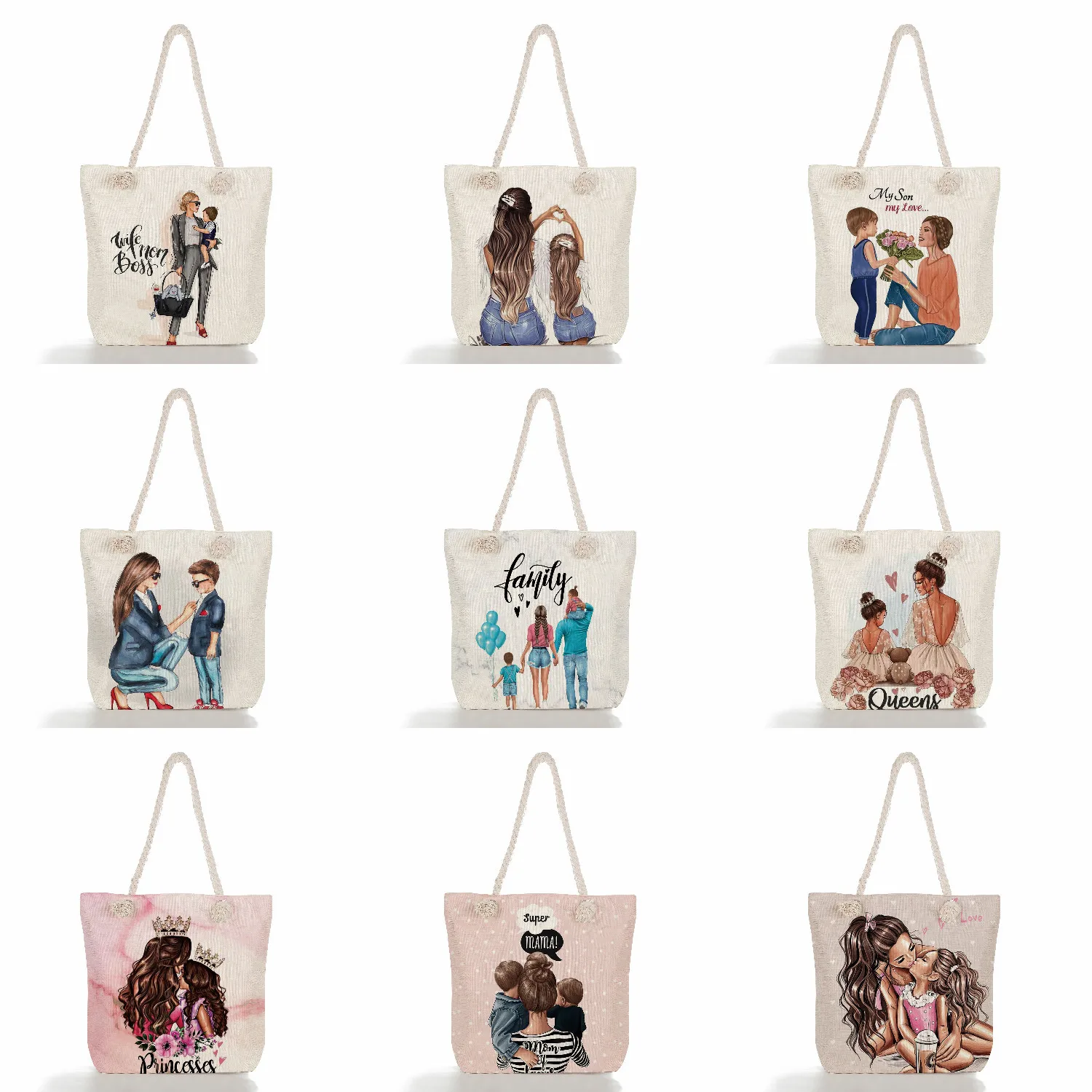 Beach Tote Cartoon Mom And Baby Print Tote Bag For Women Large Capacity Outdoor Travel 2022 Fashion Trend Ladies Shoulder Bags
Beach Tote Cartoon Mom And Baby Print Tote Bag For Women Large Capacity Outdoor Travel 2022 Fashion Trend Ladies Shoulder Bags