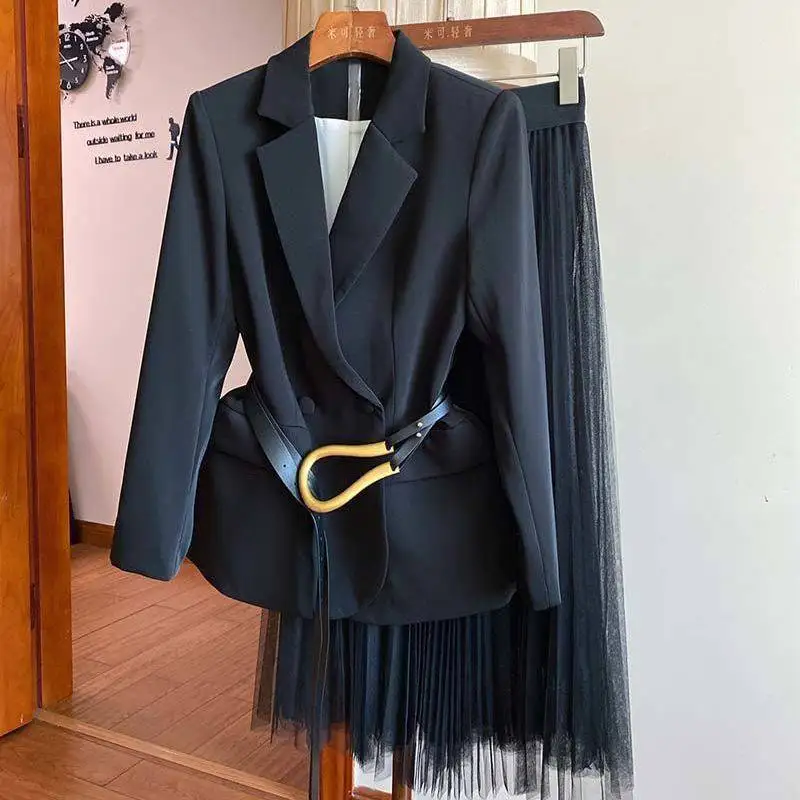 sets for women 2 pieces New Style Temperament Solid Color Fashion Suit Coat Mesh Skirt Professional Two-piece Suit Women's suit
sets for women 2 pieces New Style Temperament Solid Color Fashion Suit Coat Mesh Skirt Professional Two-piece Suit Women's suit