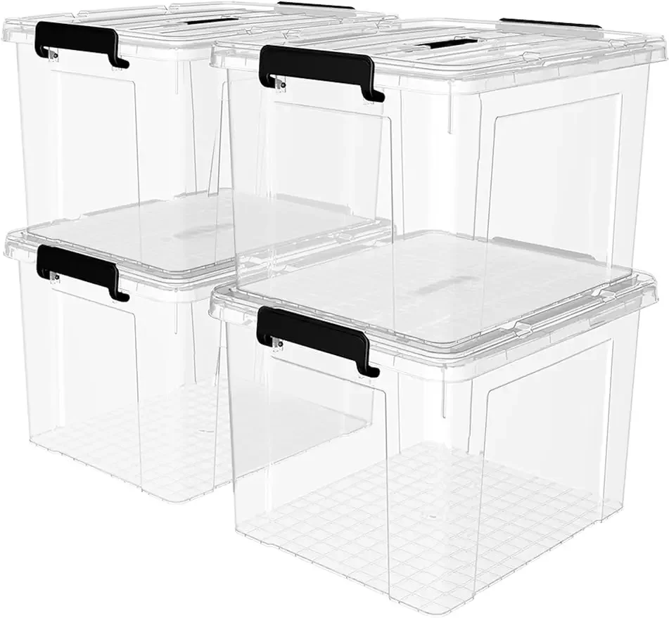 Cetomo Plastic Storage Bin Box Organizing Container with Lid and Secure Latching Buckles, Clear, 72Qt x 4, Pack of 4
Cetomo Plastic Storage Bin Box Organizing Container with Lid and Secure Latching Buckles, Clear, 72Qt x 4, Pack of 4