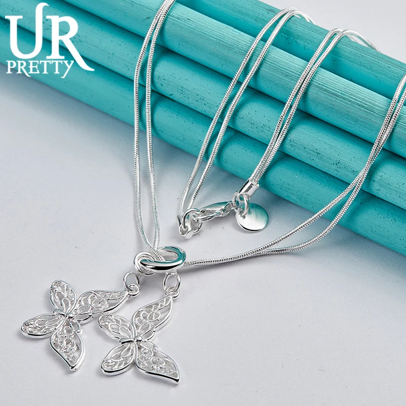 UPRETTY New 925 Sterling Silver Two Butterfly Necklace 18 Inch Chain For Woman Party Wedding Engagement Charm Jewelry Gift
UPRETTY New 925 Sterling Silver Two Butterfly Necklace 18 Inch Chain For Woman Party Wedding Engagement Charm Jewelry Gift