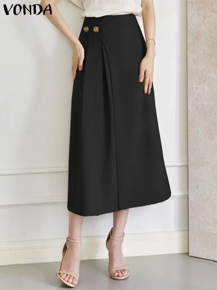 Юбка-миди с высокой талией, однотонная, на пуговицах
Юбка-миди с высокой талией, однотонная, на пуговицах