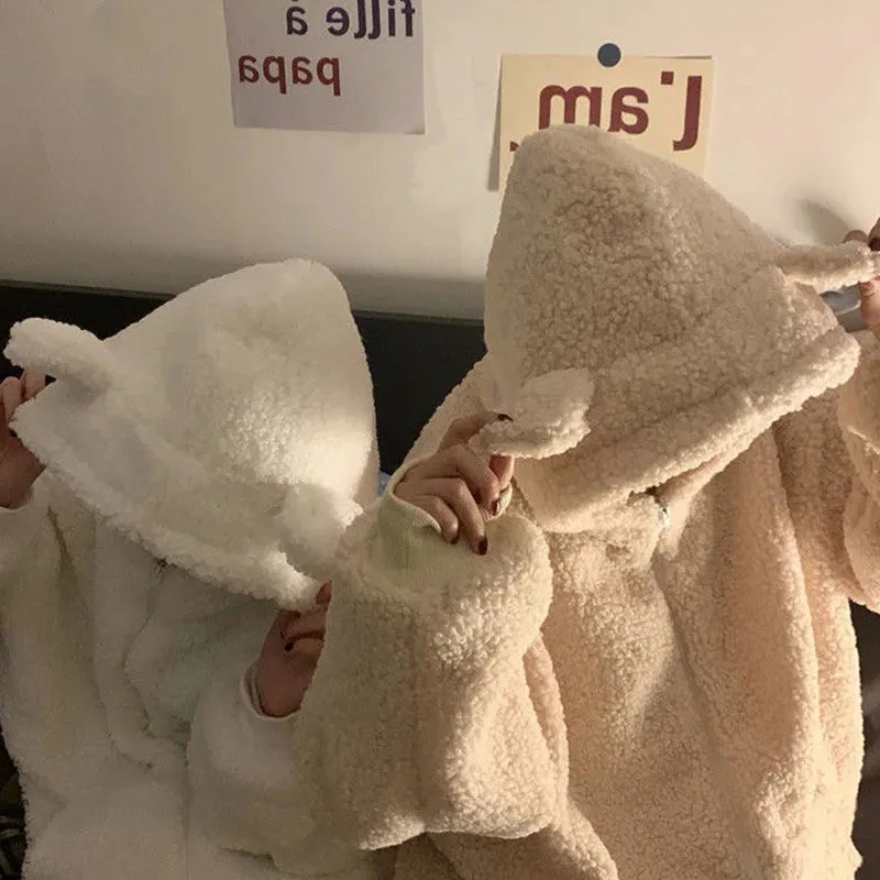 Women Autumn Winter Zip-up Sweatshirt Kawaii Fleece Faux Fur Long Sleeve Hooded Teddy Bear Ears Soft Hoodies White Green Beige
Women Autumn Winter Zip-up Sweatshirt Kawaii Fleece Faux Fur Long Sleeve Hooded Teddy Bear Ears Soft Hoodies White Green Beige
