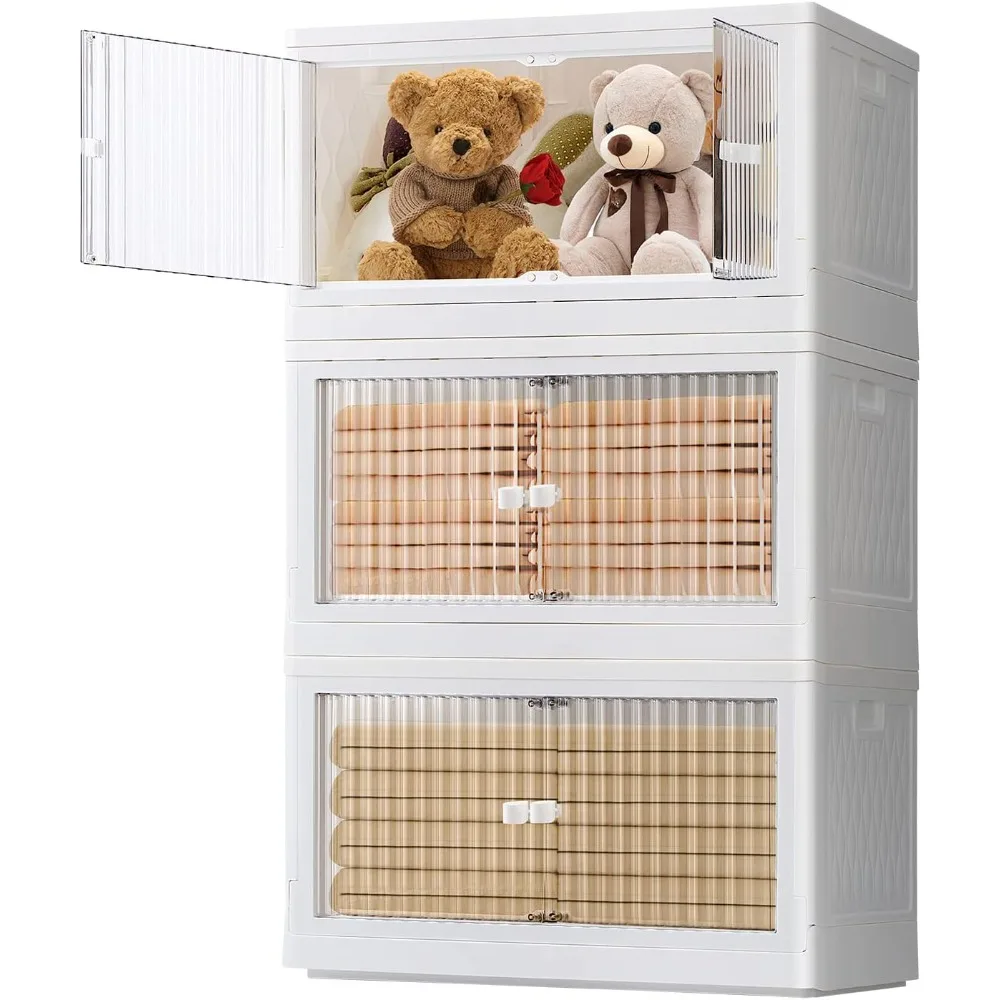 Stackable Storage Bins with Lids Set 3 Pack,19 Gal Clear Plastic Folding Storage Box with Wheel,Large Foldable Collapsible Bin
Stackable Storage Bins with Lids Set 3 Pack,19 Gal Clear Plastic Folding Storage Box with Wheel,Large Foldable Collapsible Bin