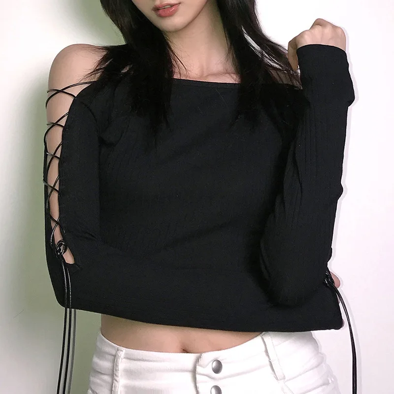 Gothic Punk Bodycon Long Sleeve Crop Tops 2023 New Sexy Bandage Hollow Out Black Top Women Streetwear Harajuku Chic Autumn Tops
Gothic Punk Bodycon Long Sleeve Crop Tops 2023 New Sexy Bandage Hollow Out Black Top Women Streetwear Harajuku Chic Autumn Tops