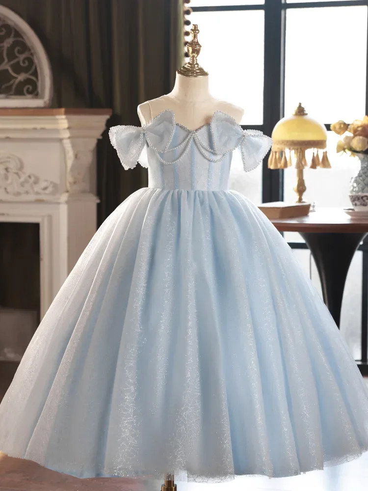 

Бальное платье GUXQD, платья для маленьких девочек с цветами и жемчугом, детские платья принцессы для выпускного вечера и дня рождения, официальные платья