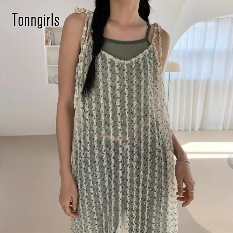 Уличная одежда Tonngirls, длинное летнее платье на бретельках, женское прозрачное модное платье без рукавов в Корейском стиле Y2k
Уличная одежда Tonngirls, длинное летнее платье на бретельках, женское прозрачное модное платье без рукавов в Корейском стиле Y2k