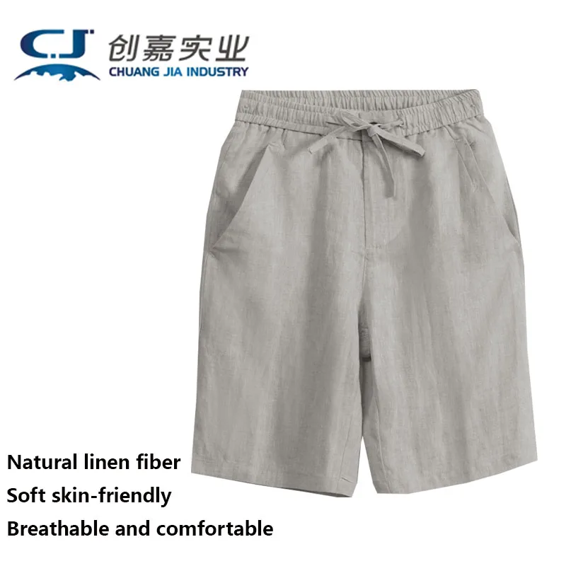 

Pure Linen Shorts Men's Summer Thin Style Medium Pants Casual Pants Loose Cotton Hemp Army Green Beach Quarter Pants Large Size