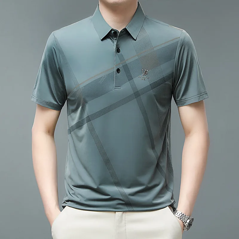 Summer New Short-Sleeved T-shirt Men's Business Lapel plus Size Men's Korean-Style Casual Ice Silk Thin Polo Shirt
Summer New Short-Sleeved T-shirt Men's Business Lapel plus Size Men's Korean-Style Casual Ice Silk Thin Polo Shirt