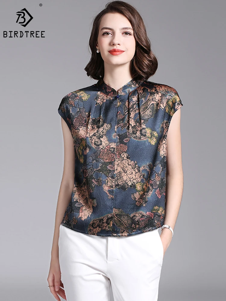 BirdTree 90.1%Real Silk T-shirt,Women's Stand Neck Short Sleeved Literary Print,Elegant Fashion Top,2024 Spring New T42224QD
BirdTree 90.1%Real Silk T-shirt,Women's Stand Neck Short Sleeved Literary Print,Elegant Fashion Top,2024 Spring New T42224QD