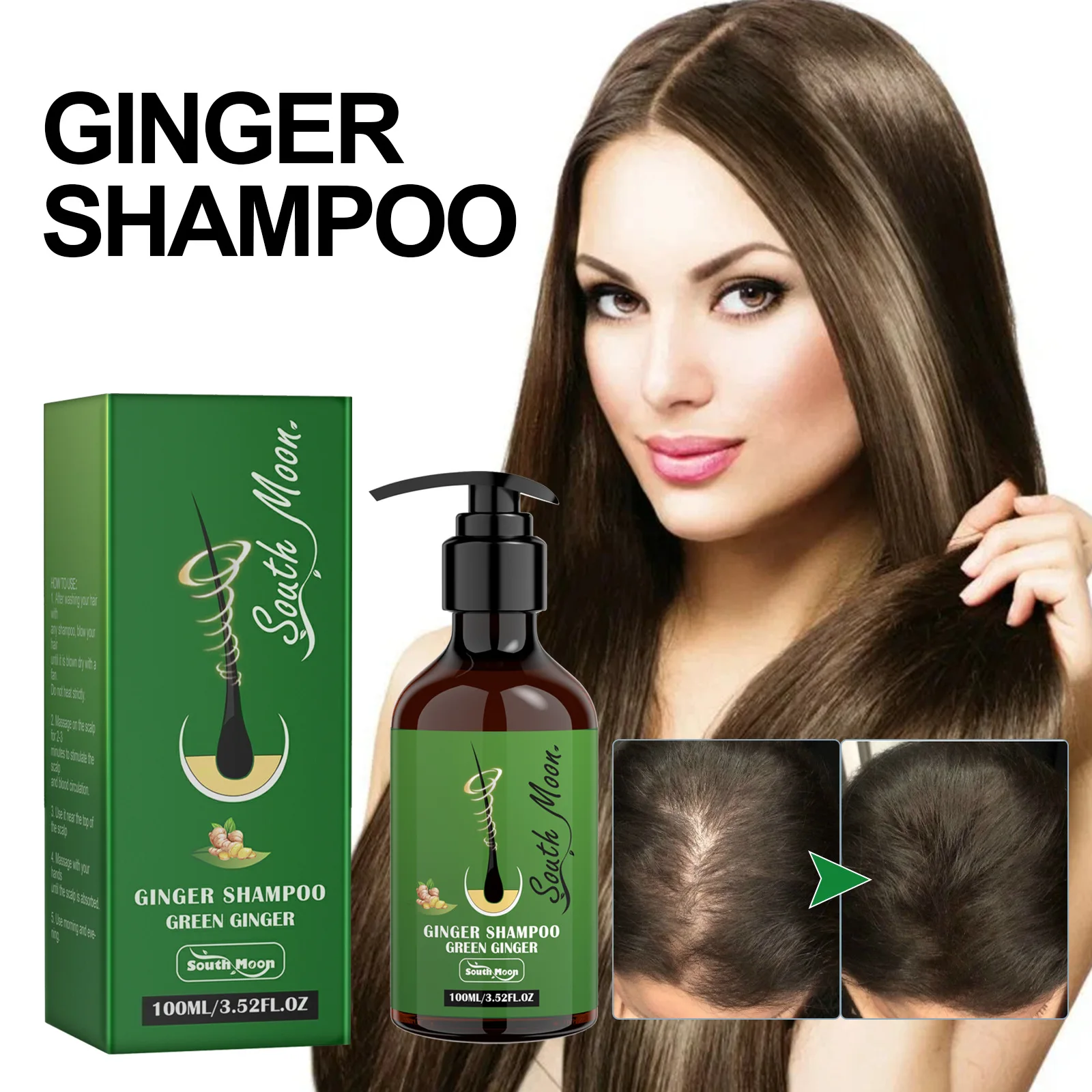 

100ml Ginger Shampoo Hair Root Fluffy Strong Scalp Cleansing Nourishing Hair Care Dense Hairs Shampoo Hair Growth Products