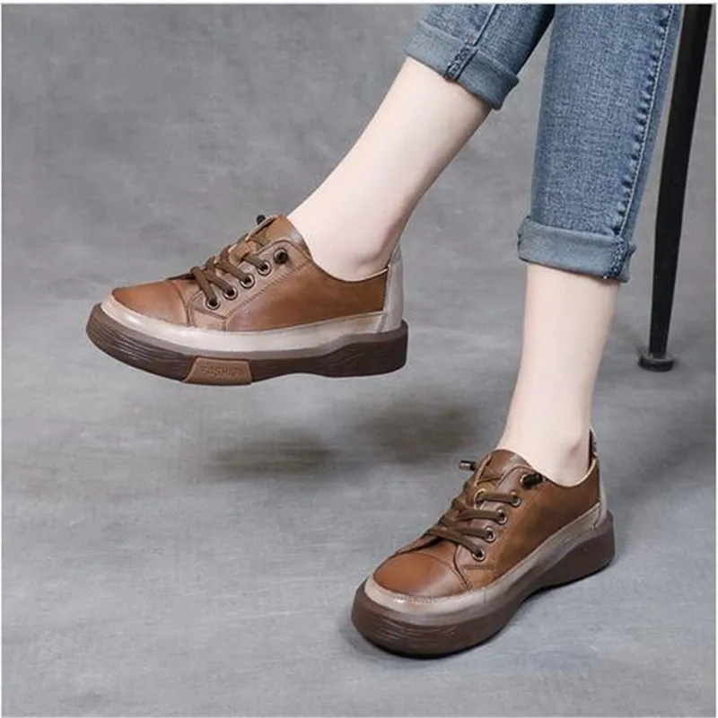 Genuine Leather Retro Women Sneakers Casual Lace Up Flat Ladies Shoes Fashion Breathable Comfort Women's Flat Shoes
Genuine Leather Retro Women Sneakers Casual Lace Up Flat Ladies Shoes Fashion Breathable Comfort Women's Flat Shoes