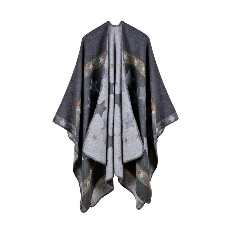 New European American Women's Star Color Bar Imitation Cashmere Shawl Extra Long Thickened Foreign Trade Cape Ponchos Gray
New European American Women's Star Color Bar Imitation Cashmere Shawl Extra Long Thickened Foreign Trade Cape Ponchos Gray