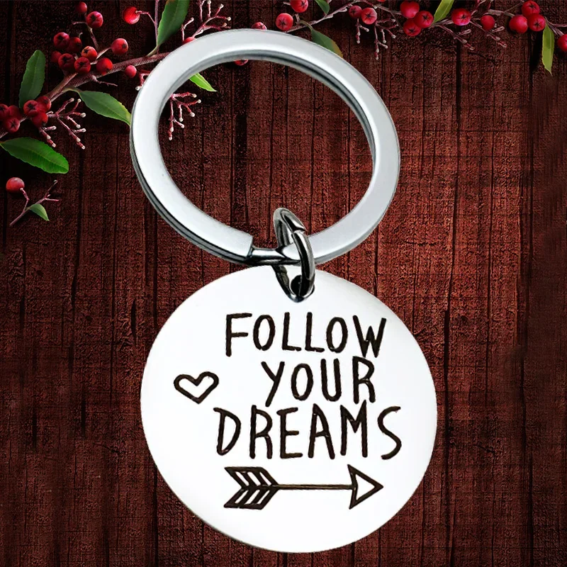 

Charm Inspirational Gift Keychain Pendant FOLLOW YOUR DREAMS Key Chain Keyring Student Graduation BFF Best Friend Sister Gifts