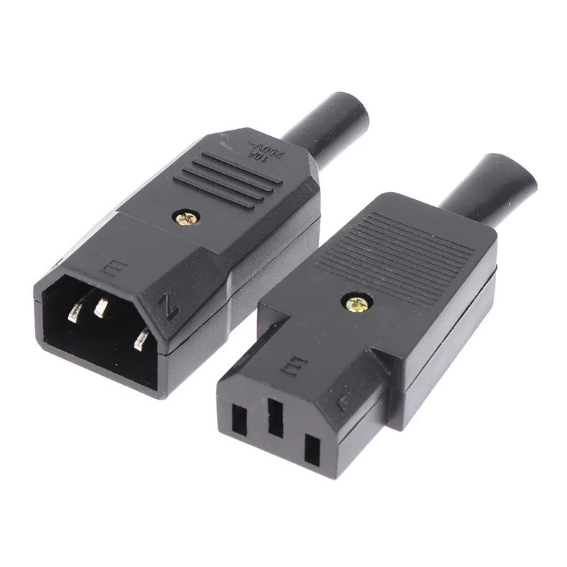 

1PC Socket Straight Cable Plug Connector C13 C14 16A 250V Black Female&male Plug Rewirable Power 3 Pin Connector