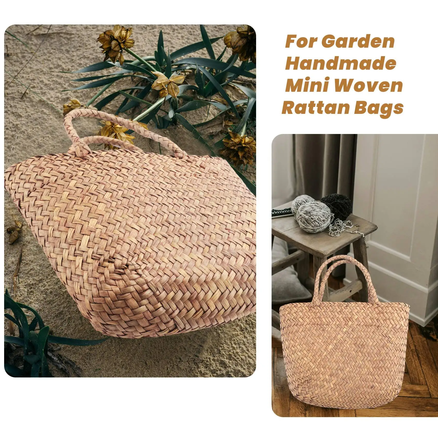 Mini Braided Wicker Tote - Natural Straw Garden Handbag 7 S7dc546e0d08646e99f52799b74ebd9b4F