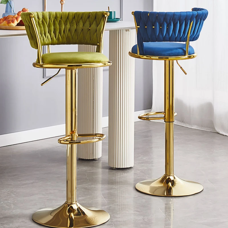 

Роскошные бархатные поворотные барные стулья, обеденная стойка, стул для офиса, ресторана, бара, стулья с высоким металлическим дизайном, Cadeira, барная мебель MR50BC