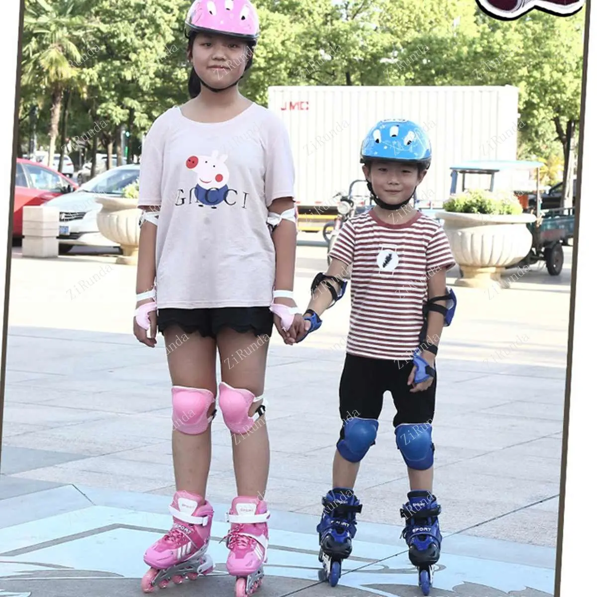 Generic Boy's Girl's Full Set Kids Inline Skates Combo Set 4 Wheels