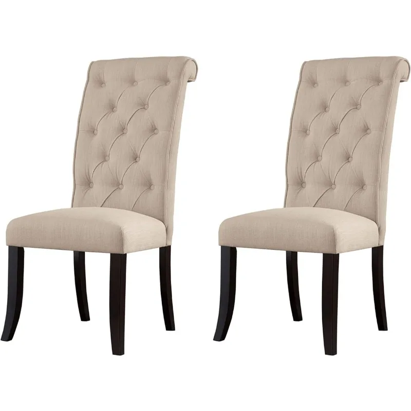 

Signature Design by Ashley Tripton Classic Tufted Upholstered Armless Dining Chair, 2 Count, Beige