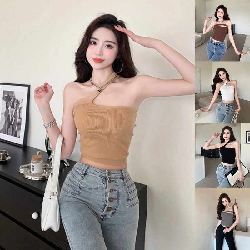 Women Irregular Halter Neck Camisole with Shelf Bra Chest Pad Ribbed Knit Hollow Out Off Shoulder Basic Crop Top Vest
Women Irregular Halter Neck Camisole with Shelf Bra Chest Pad Ribbed Knit Hollow Out Off Shoulder Basic Crop Top Vest
