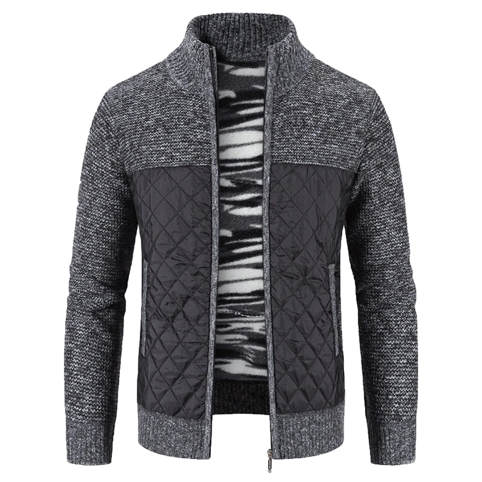 Men's Winter Cottonpadded Jacket Stand Collar Knitted Splice Sweater Coat Jackets for Mens Mens Fleece Jacket Big And Tall
Men's Winter Cottonpadded Jacket Stand Collar Knitted Splice Sweater Coat Jackets for Mens Mens Fleece Jacket Big And Tall