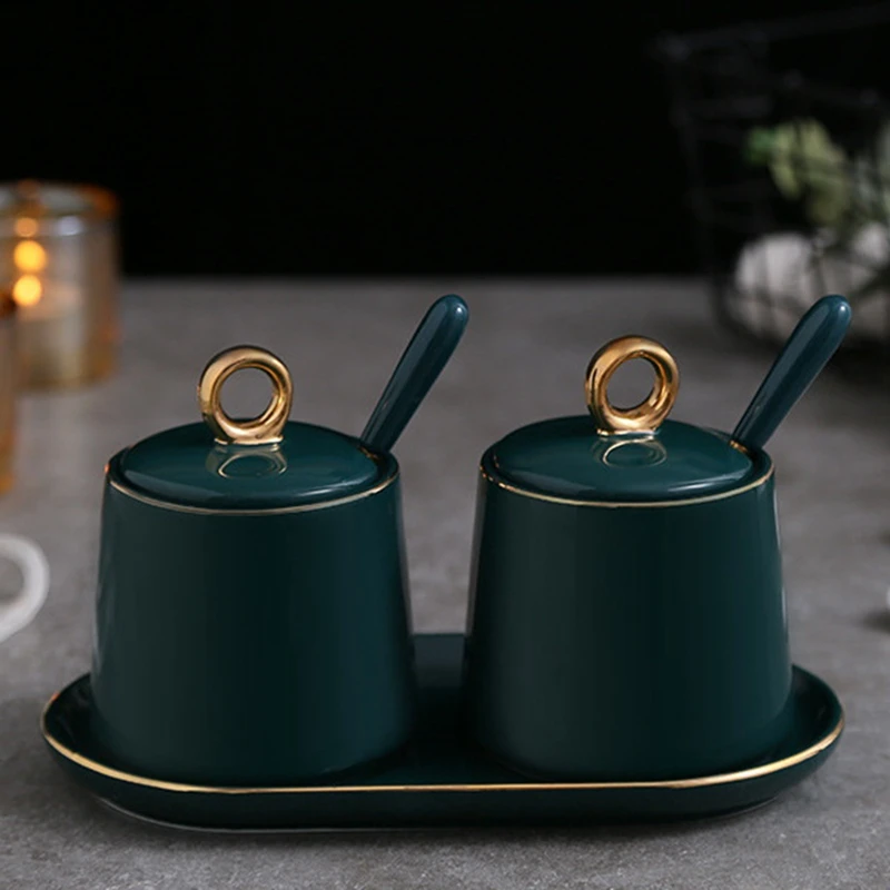 HOT SALE Condiment Jar Spice Container With Lids Spoons And Tray Ceramic Salt Pots Sugar Bowl Set For Kitchen Counter
HOT SALE Condiment Jar Spice Container With Lids Spoons And Tray Ceramic Salt Pots Sugar Bowl Set For Kitchen Counter