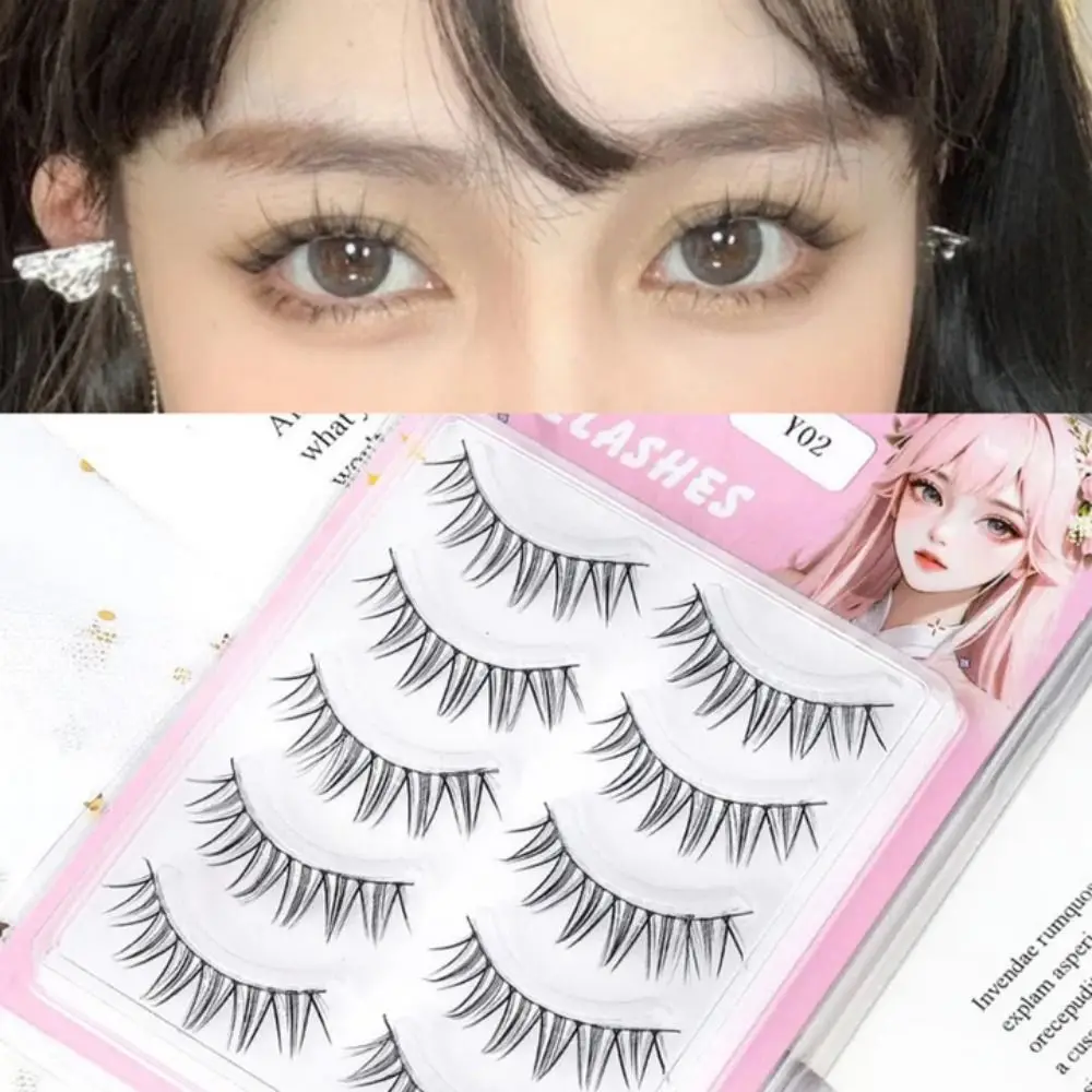 

3D Natural False Eyelashes Transparent Stem Natural Superfine Wispy Long Eyelashes Eye Makeup Tools Fluffy Fake Lashes Women